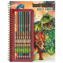 Dino World album à colorier avec crayons de couleur