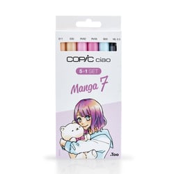 Lot de 5 marqueurs alcool & 1 Fineliner Copic Ciao - Manga n°7