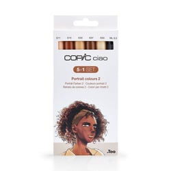 Lot de 5 feutres marqueurs alcool + 1 fineliner - Copic - Couleurs assorties Portrait n°2 - Ciao