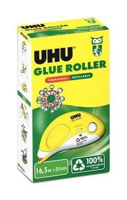 Roller de colle permanent rechargeable - 16,5 m x 8,4 mm - UHU