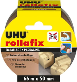 UHU rollafix bande d'emballage - 50 mm x 66 m - brun