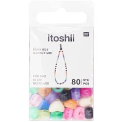 Lot de 80 perles Ponii Beads Rico Design - 9 x 6 mm - Marbre mat 
