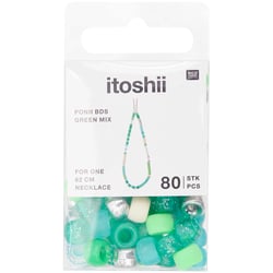 Lot de 80 perles Ponii Beads Rico Design - 9 x 6 mm - Vert Mixe 