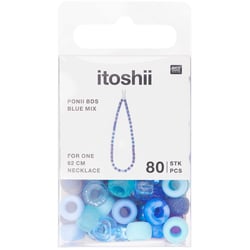 Lot de 80 perles Ponii Beads Rico Design - 9 x 6 mm - Bleu Mixe 