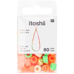Lot de 80 perles Ponii Beads Rico Design - 9 x 6 mm - Néon Mixe 