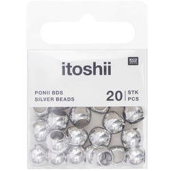 Lot de 80 perles Ponii Beads Rico Design - 9 x 7 mm - Argent 