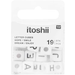 Lot de 19 perles cubiques Ponii Beads Rico Design - Blanc - Hope smile dream enjoy 