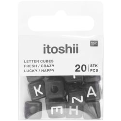 Lot de 20 perles cubiques Ponii Beads Rico Design - Noir - Fresh crazy lucky happy 
