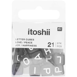 Lot de 21 perles cubiques Ponii Beads Rico Design - Noir - Love peace happiness joy 