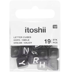 Lot de 19 perles cubiques Ponii Beads Rico Design - Noir - Hope smile dream enjoy 
