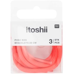 Lot de 3 bracelets Ponii Beads Rico Design - 28 cm - Rose fluo