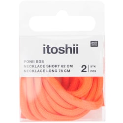 Lot de 2 chaînes Ponii Beads Rico Design - 62cm et 78 cm - Rouge fluo