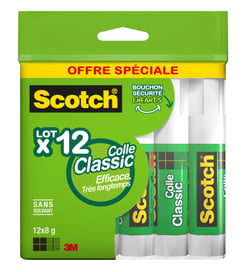 lot de 12 bâtons de colles Scotch® - Solide - Blanc - Bâton