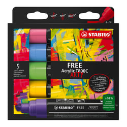 Lot de 5 marqueurs pointe large - STABILO - Set 1 "Seaside" - FREE acrylic T800C