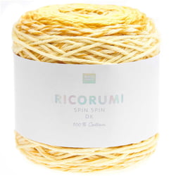Pelote de fil à crocheter 100% coton - Rico Design - Ricorumi Spin Spin - Jaune 002