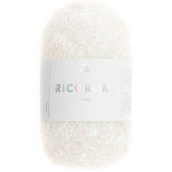 Pelote de fil à crocheter 100 % polyester - Rico Design - Ricorumi Lamé - Blanc irisé 03