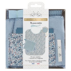 Kit Couture Premier Repas - 1 bavoir et 2 lingettes Bleu