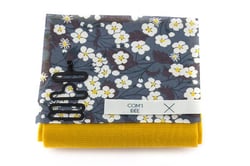 Kit Couture Nœud Pap' en velours et Liberty Moutarde
