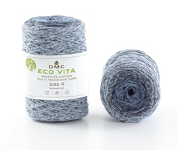 Pelote de fil à tricoter - DMC - Eco Vita 4 - Multico bleu 177