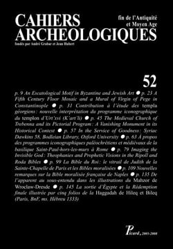 Cahiers archéologiques fin de l'Antiquité et Moyen Age. Numéro 52.