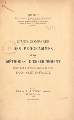 Étude comparée des programmes et des méthodes d'enseignement pour les enfants de six à douze ans en Chine et en France