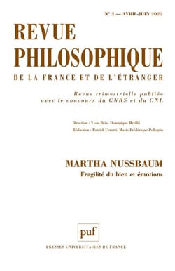Revue philosophique de la France et de l'étranger n.2 : Martha Nussbaum, gragilité du bien et émotions (édition 2022)