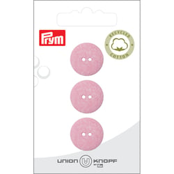 Bouton en coton 2 trous x 3 - Rose - 18 mm