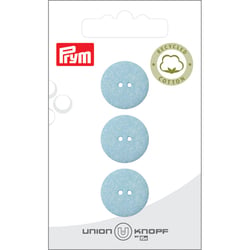 Bouton en coton 2 trous x 3 - Bleu - 18 mm