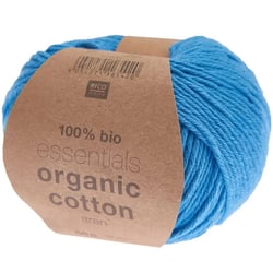 Pelote de fil à tricoter 100% coton - Rico Design - Essentials Organic Cotton Aran - Bleu clair 23