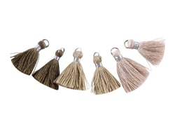 6 pompons en fils de coton de 2cm  - kaki, vert sauge et écru - Créalia