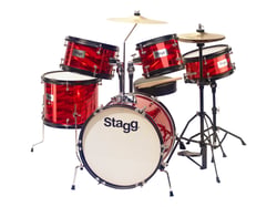 Stagg Junior - Ensemble de tambour - en 5 parties - rouge