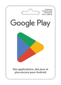 Carte prépayée Google Play - 5 à 300 euros