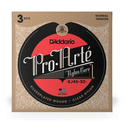 D'Addario Pro-Arte EJ45-3D - Cordes en nylon pour classique - .028 - .043 - 3 sets