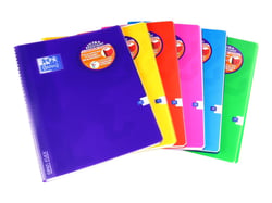 1 cahier à spirales polypro - 24 x 32 cm - Openflex - Oxford - 180 pages grands carreaux - Coloris assortis