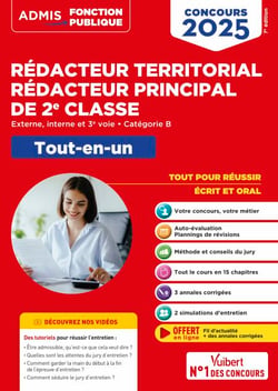 Concours Rédacteur territorial et Rédacteur principal de 2e classe - Catégorie B - Tout-en-un - Externe, interne, 3e voie - Concours 2025