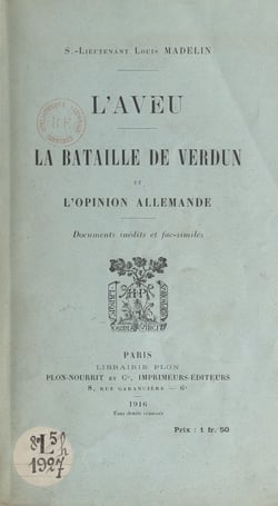 L'aveu - La bataille de Verdun et l'opinion allemande