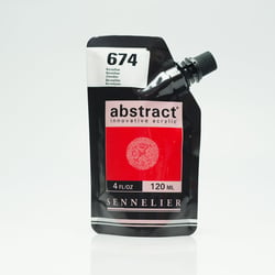 Tube 120 ml de peinture acrylique Sennelier - Abstract - Vermillon n°674 - Fine - Opaque