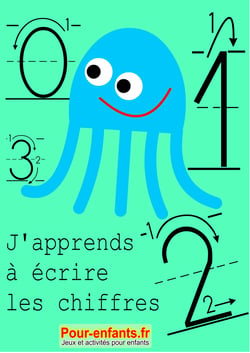 Apprendre à écrire les chiffres en maternelle. Nombres de 0 à 9. - Cahier d'activités à imprimer. L'écriture des chiffres en maternelle. Modèles du tracé des chiffres. Nombres de 0 à 9.