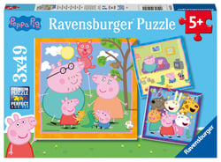 Puzzles 3x49 pièces - La famille et les amis de Peppa Pig