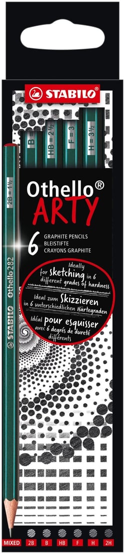 6 Crayons graphite - 2B, 2H, B, F, H, HB - Othello ARTY - 2.2-3 mm - STABILO