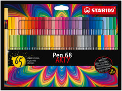 Lot de 65 feutres de dessin pointe moyenne - STABILO - Couleurs assorties - Pen 68 ARTY
