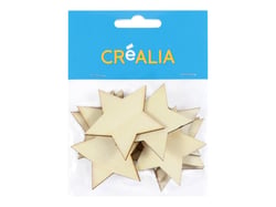 10 étoiles en bois 5 cm - couleur naturelle - Créalia