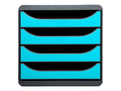 Bloc de rangement 4 tiroirs - gris/turquoise