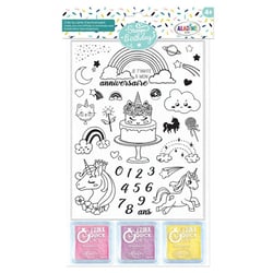 30 tampons mousse - Happy birthday licorne