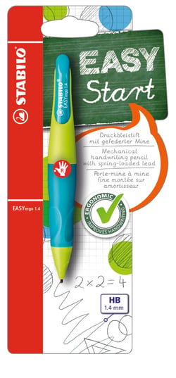 Porte-mine droitier + 3 mines HB STABILO - EASYergo 1.4 - Turquoise/vert clair