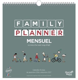 Calendrier scolaire 2026/2027 Quo Vadis - 16 mois - Family Planner Mensuel - 30 x 30 cm
