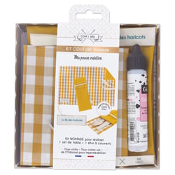 Kit set de table nomade en vichy - moutarde