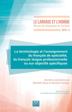 Revue le langage et l'homme n.2 : la terminologie et l'enseignement du francais de spécialité, du francais langue professionnelle ou sur objectifs spécifiques (édition 2019)