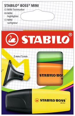 Lot de 3 surligneurs pointe large - STABILO - Jaune, orange, vert - BOSS MINI
