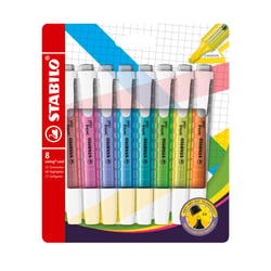 Lot de 8 surligneurs pointe fine - STABILO - Couleurs assorties - Swing cool